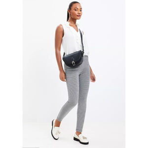 Women's LOFT Petite Micro Houndstooth Leggings MP Black White